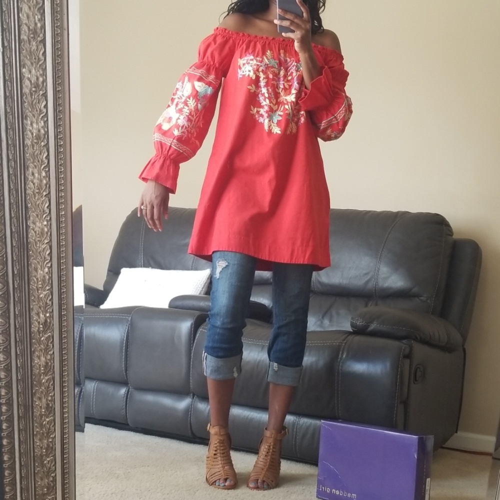 Free people Positano printed Off shoulder Top.